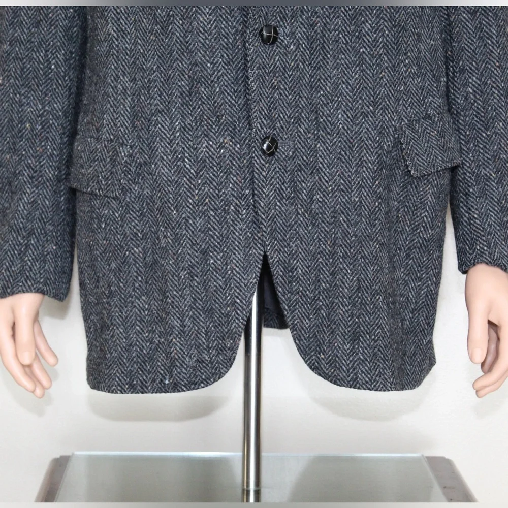 Vintage Kuppenheimer Gray Tweed Wool Herringbone 2 Button Blazer Men’s 44 Long